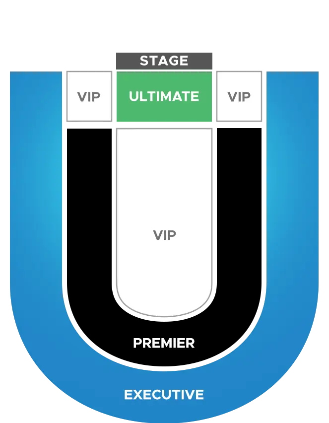 seating chart graphic that has all ticket tier levels shown in colors and labeled