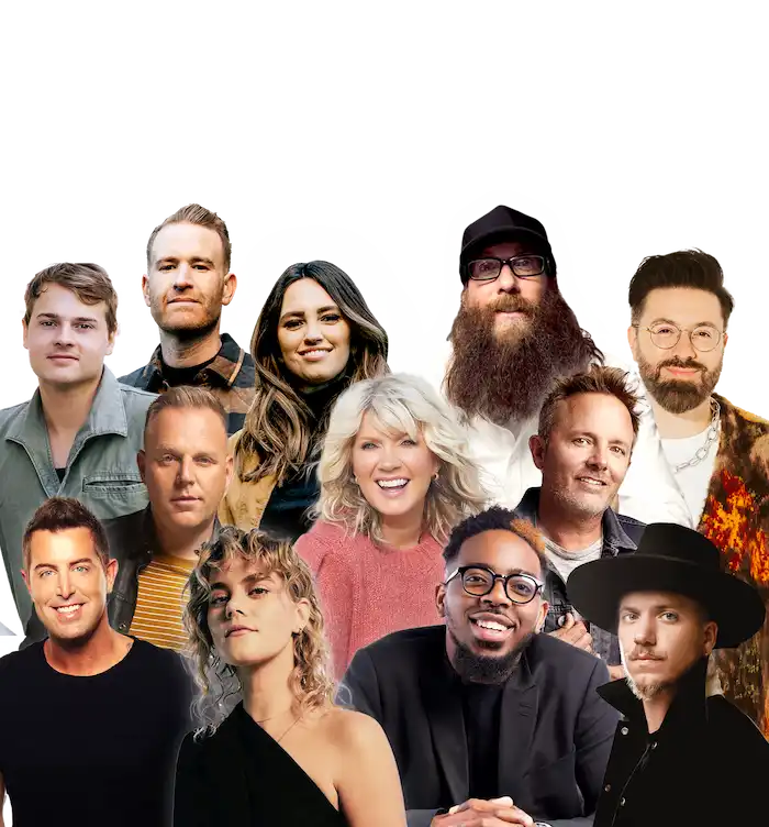 Collage of top Christian Worship artists that have performed at Life Surge Events