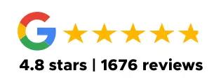 google icon and 4.8 stars out of 5 with 1676 reviews
