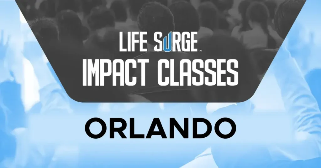 promotional graphic for life surge impact classes in Orlando Florida