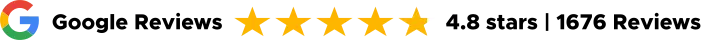 Google icon with 4.8 of 5 stars and text reading 1676 reviews